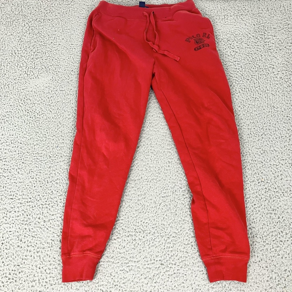 Polo Ralph Lauren‎ Pajama Pants Mens Medium Red Fleece Sleepwear Jogger Tiger